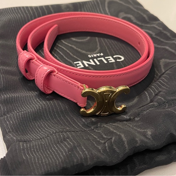 Celine Accessories - 🆕Authentic Celine womens leather flamingo pink triomphe classic belt size 70